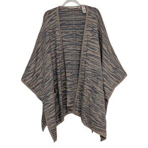 Soft Surroundings Zebra Go Lively Cardigan Womens One Size Beige Cashmere Blend